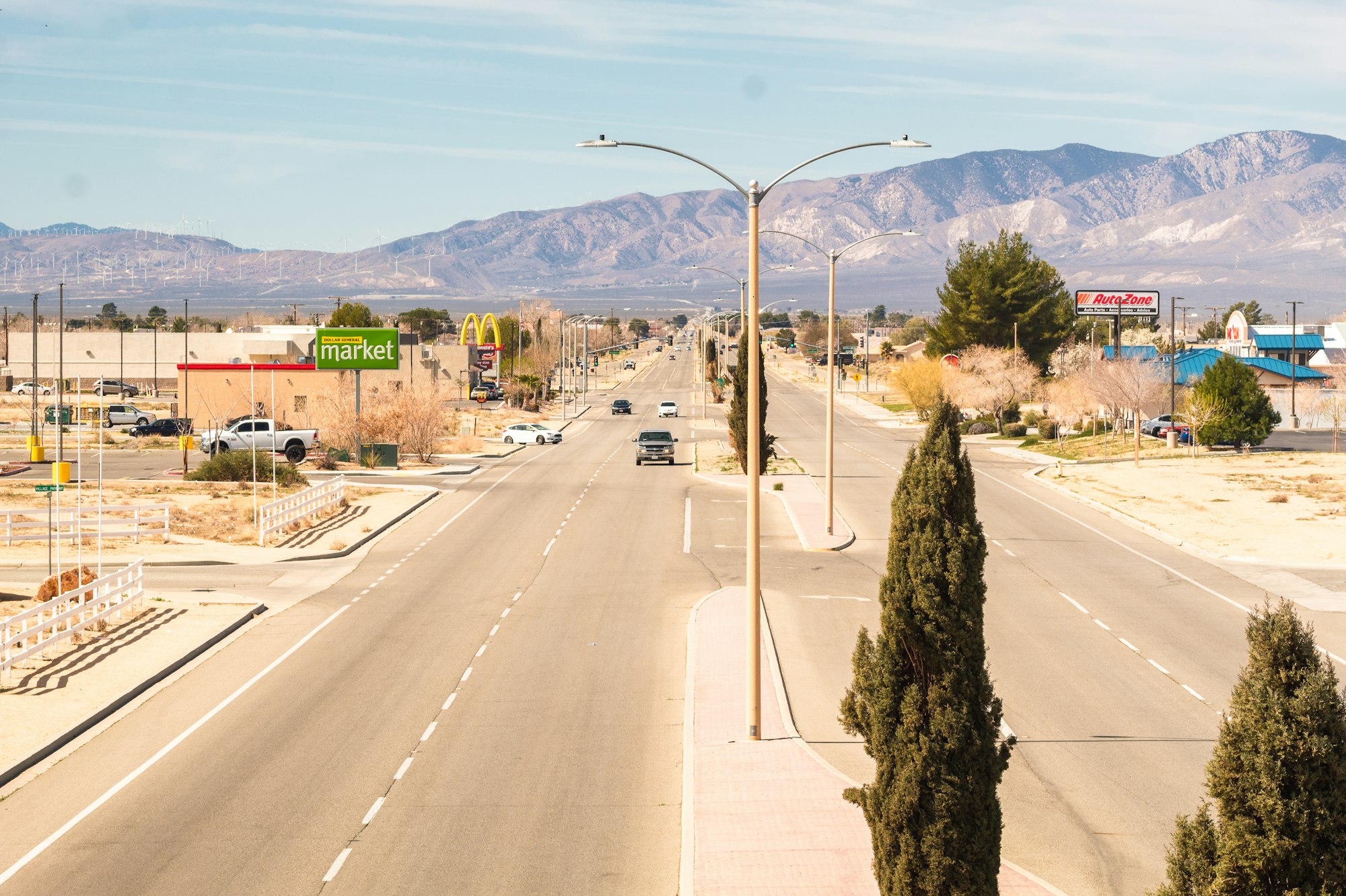 A desert town street in the southwest
